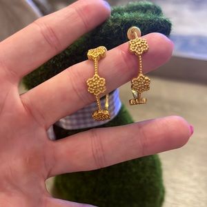 Julie Vos gold hoops with gardenia embellishment l, brand new